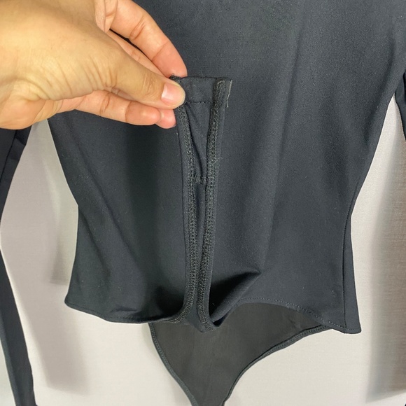 Free People Intimately Asymmetrical Bodysuit Long Sleeve in Black Sz XS - Picture 7 of 16
